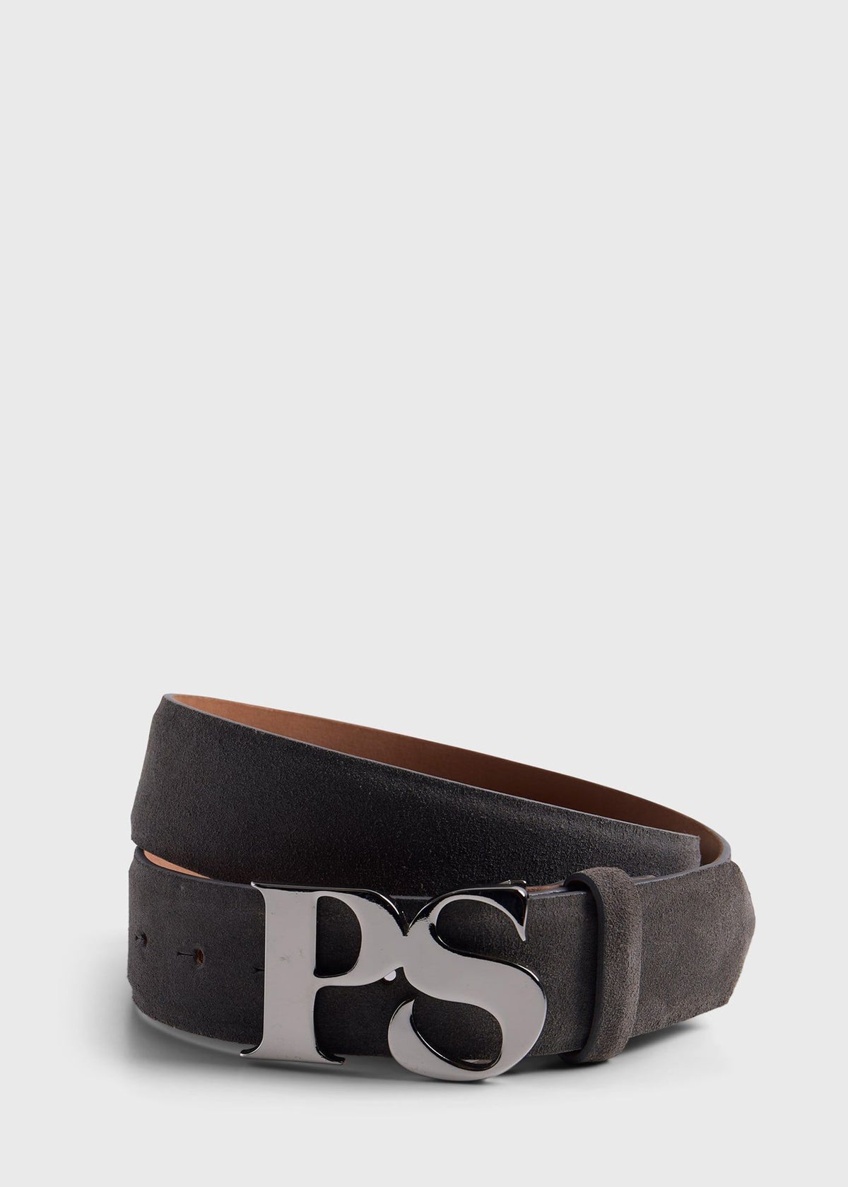 PS Nickel Logo Suede Belt Grey - Paul Stuart