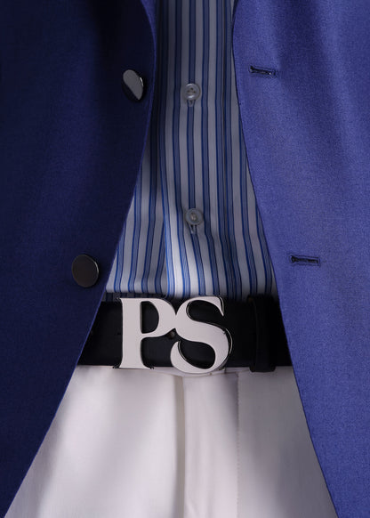 PS Nickel Logo Leather Belt Black - Paul Stuart