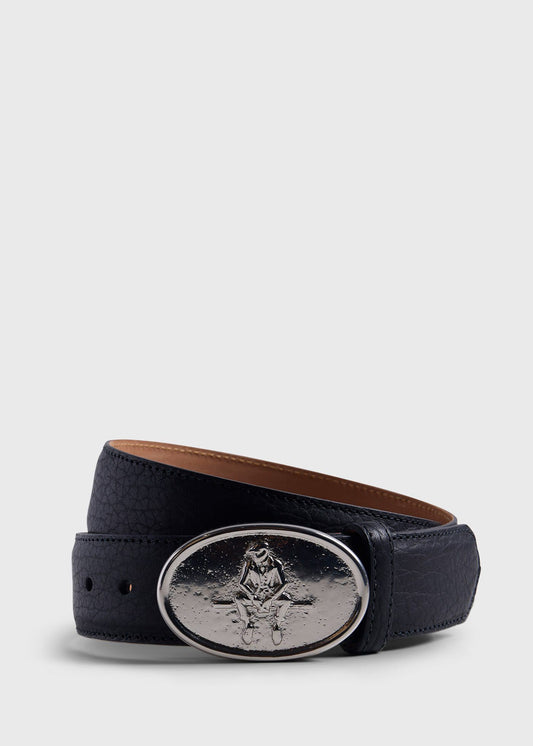 Man on the Fence Gunmetal Buckle Belt Black - Paul Stuart