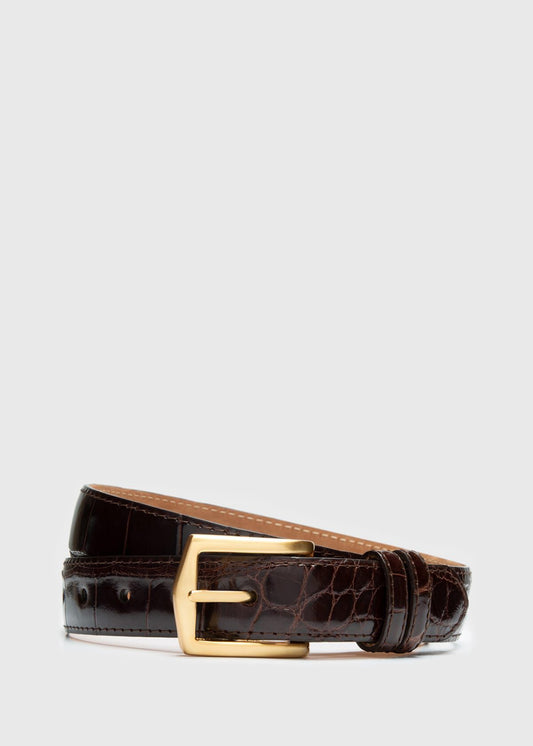Men's Glazed Alligator Belt in Dark Brown - Paul Stuart Black - Paul Stuart