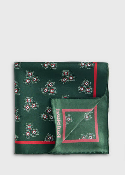 Geometric Dot Pocket Square Green - Paul Stuart