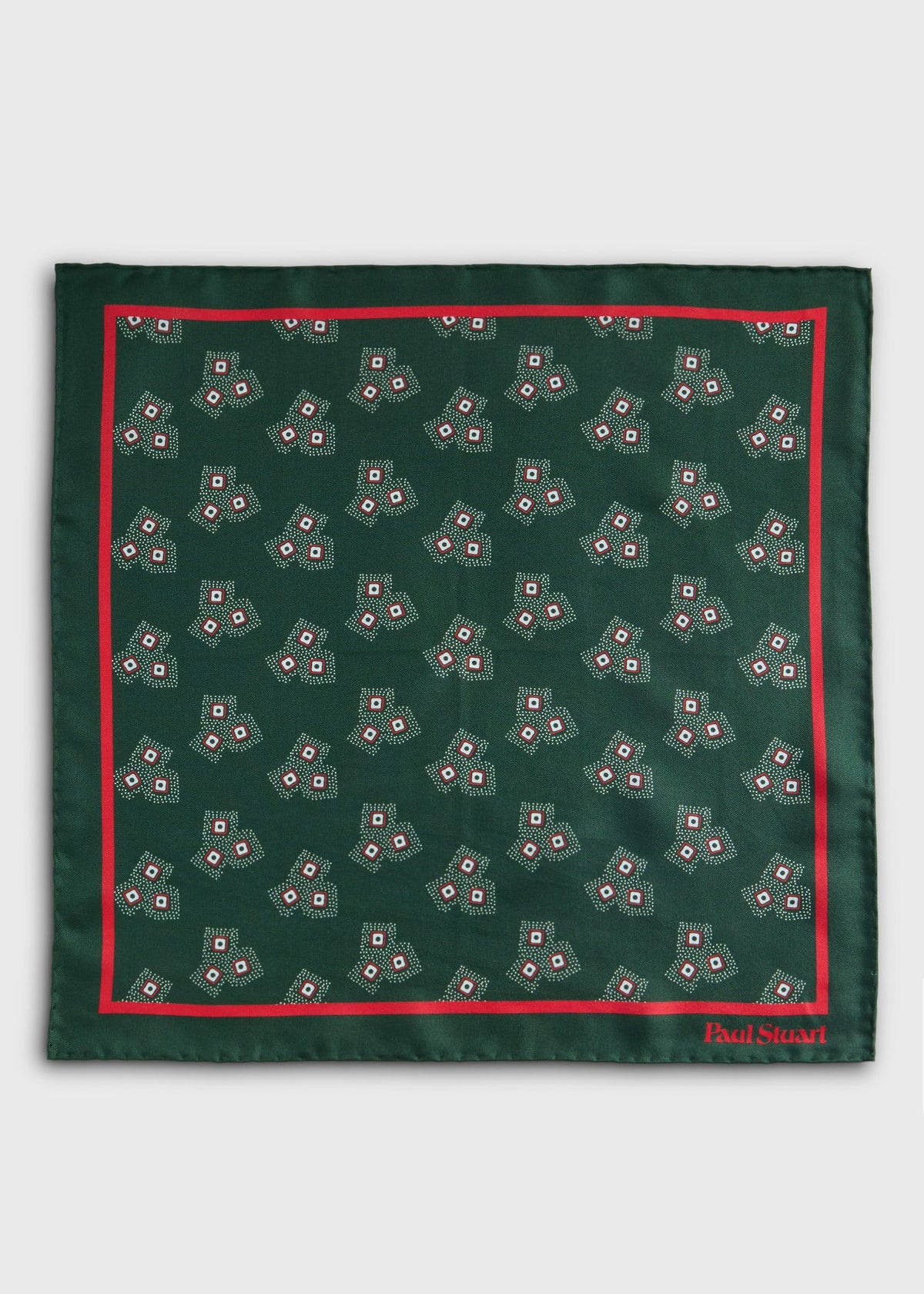 Geometric Dot Pocket Square Green - Paul Stuart