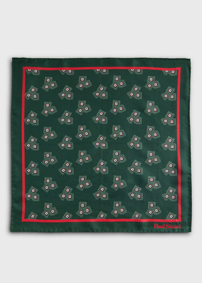 Geometric Dot Pocket Square Green - Paul Stuart
