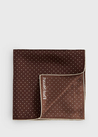 Printed Silk Dot Pocket Square Black - Paul Stuart