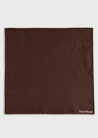 Printed Silk Dot Pocket Square Black - Paul Stuart