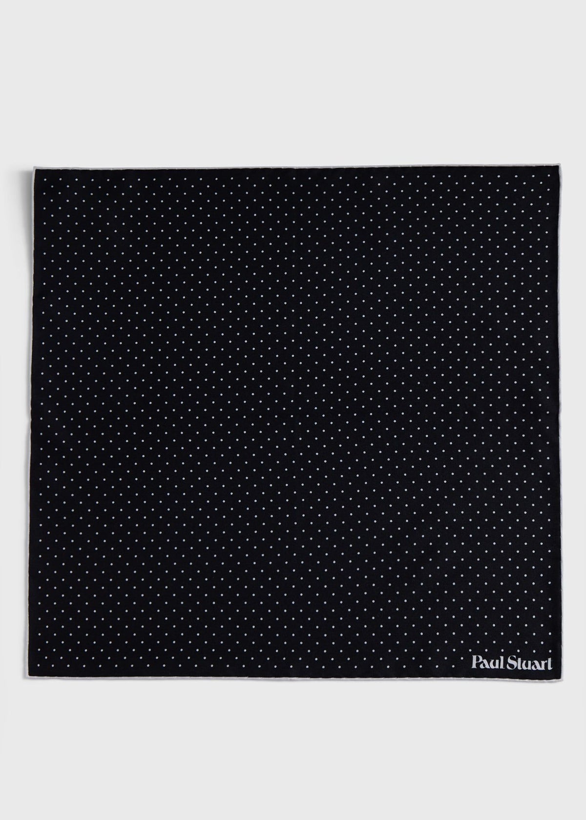Printed Silk Dot Pocket Square Black - Paul Stuart