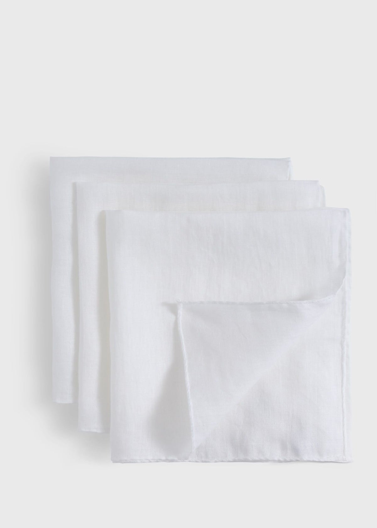 Linen Pocket Square Set White - Paul Stuart