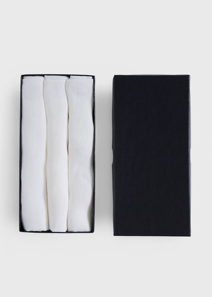 Linen Pocket Square Set White - Paul Stuart