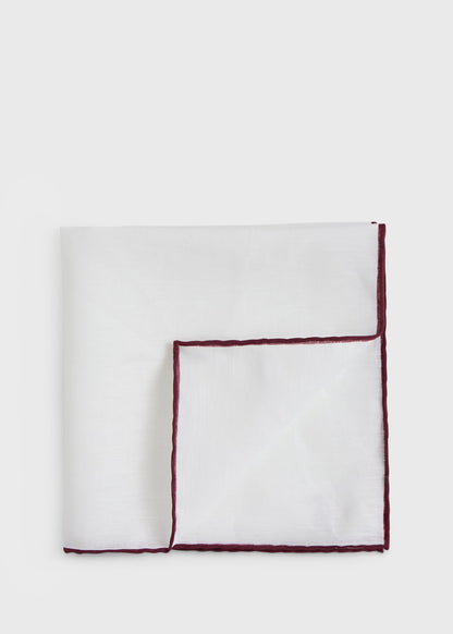 Handkerchief with Contrast Border Burgundy - Paul Stuart