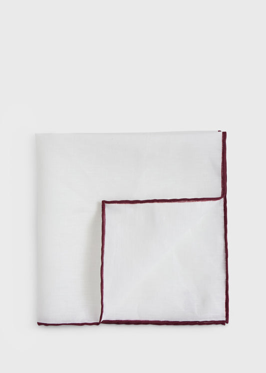 Handkerchief with Contrast Border Burgundy - Paul Stuart