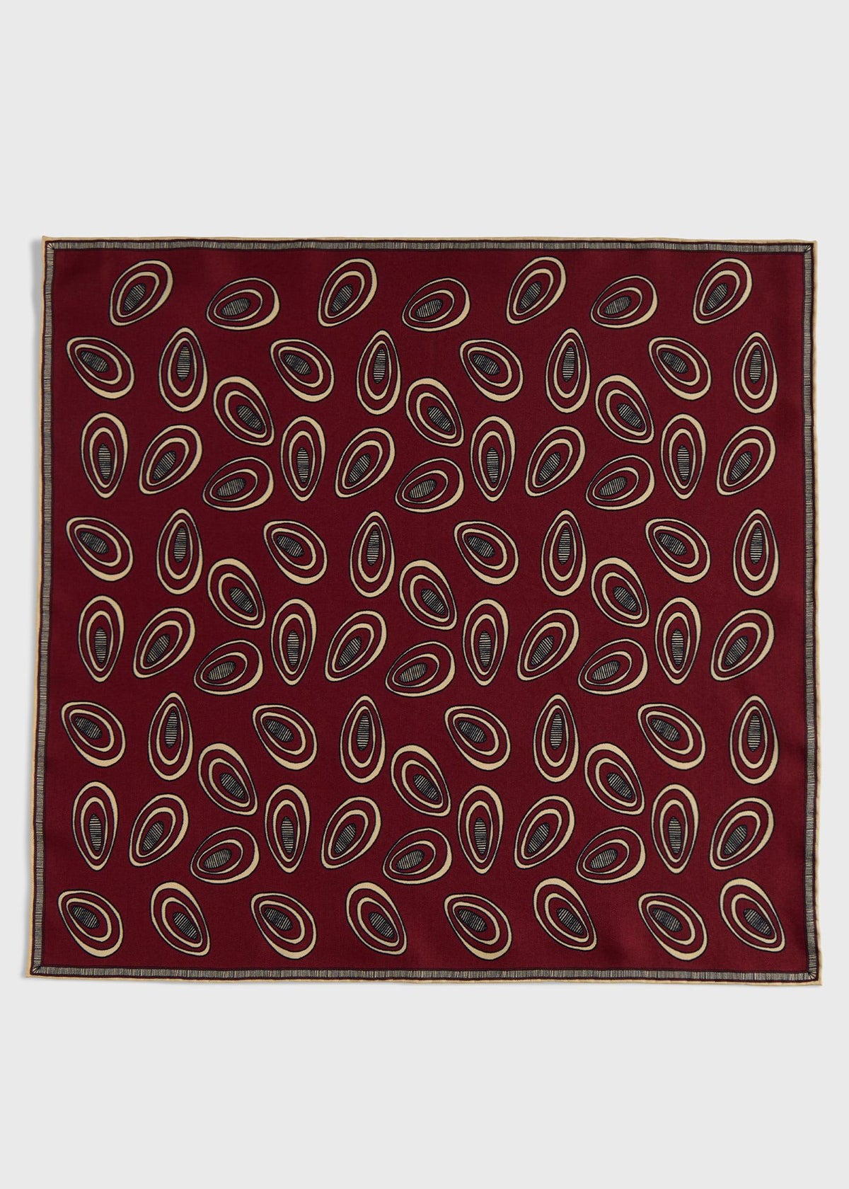 Printed Silk Deco Pocket Square Burgundy - Paul Stuart