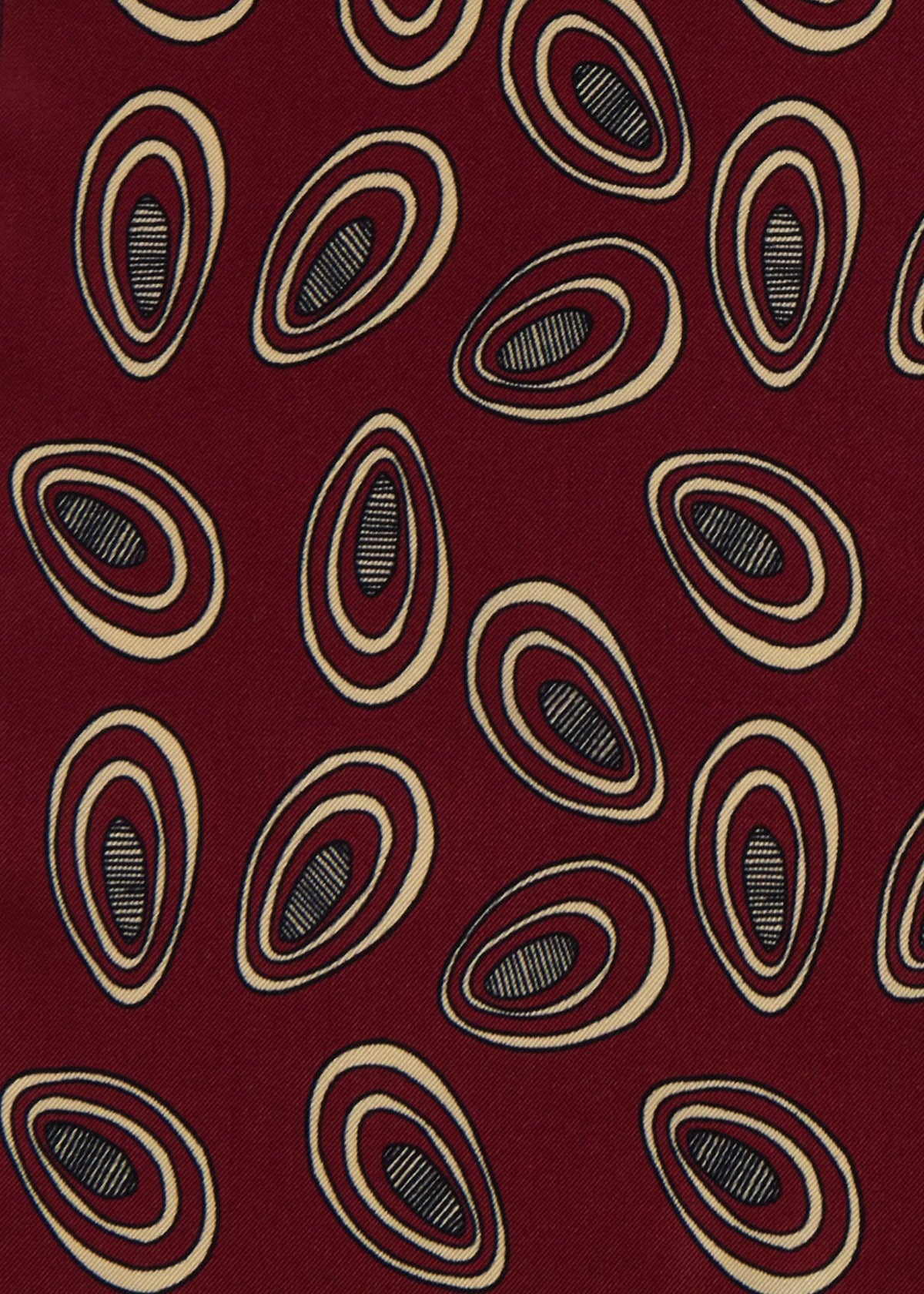 Printed Silk Deco Pocket Square Burgundy - Paul Stuart