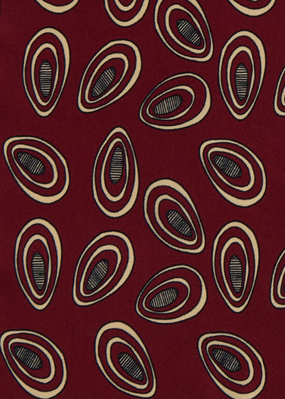 Printed Silk Deco Pocket Square Burgundy - Paul Stuart