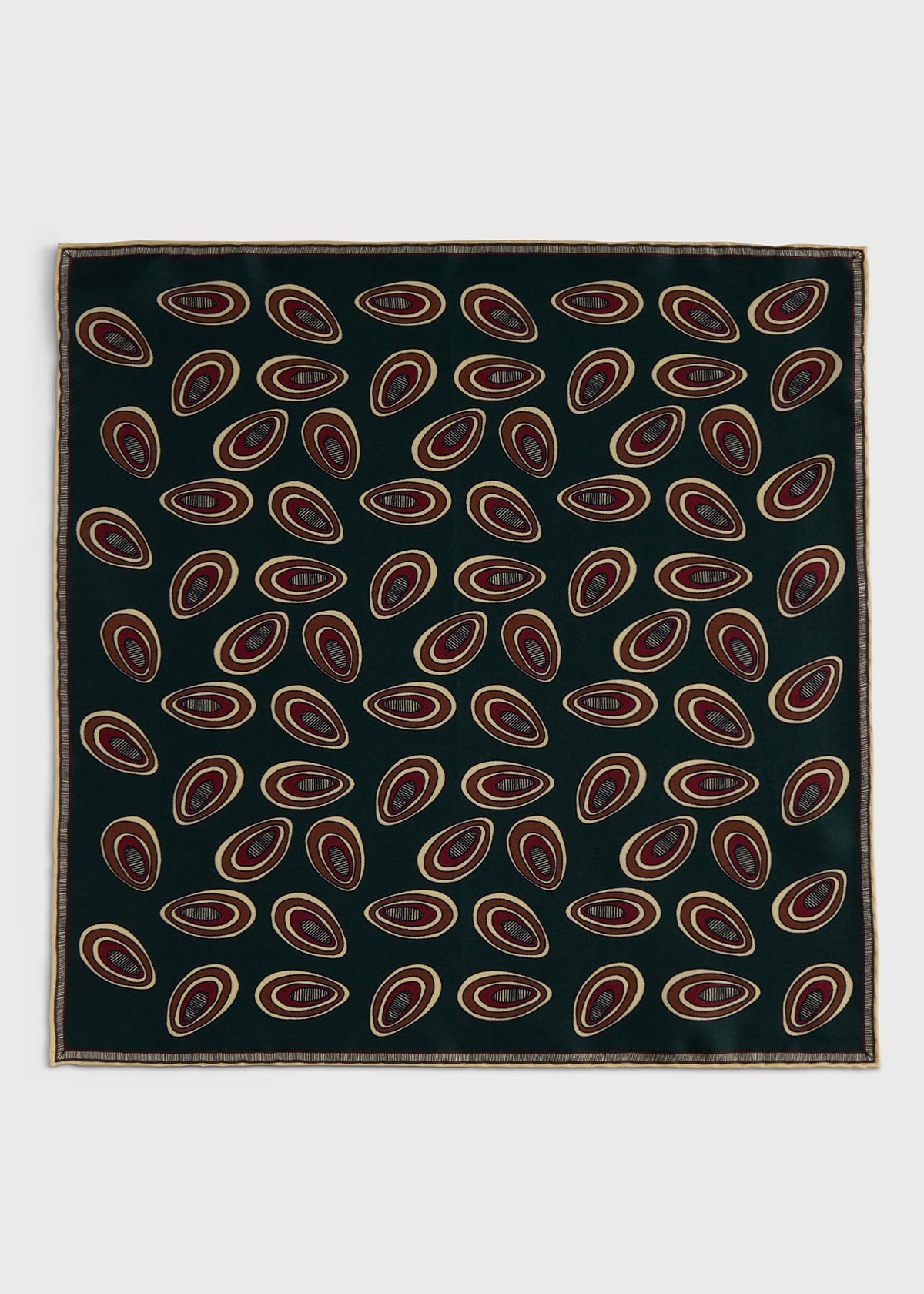 Printed Silk Deco Pocket Square Burgundy - Paul Stuart