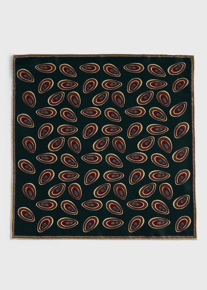 Printed Silk Deco Pocket Square Burgundy - Paul Stuart