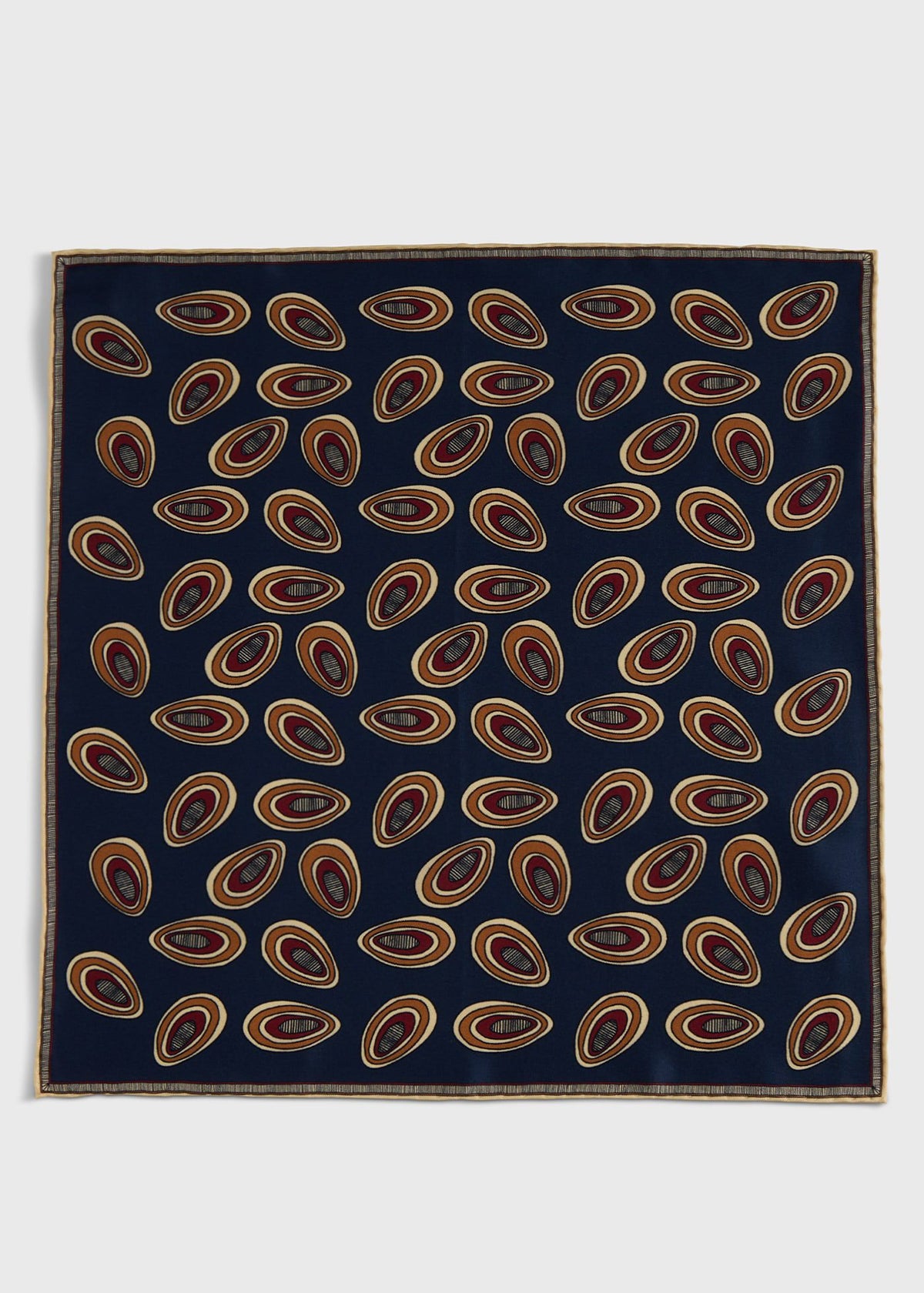 Printed Silk Deco Pocket Square Burgundy - Paul Stuart