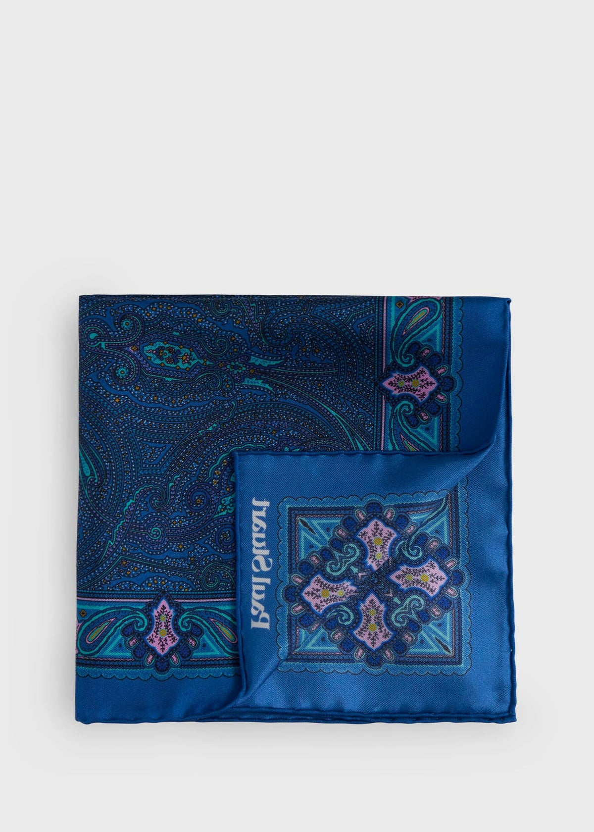 Printed Silk Paisley Pocket Square Magenta - Paul Stuart