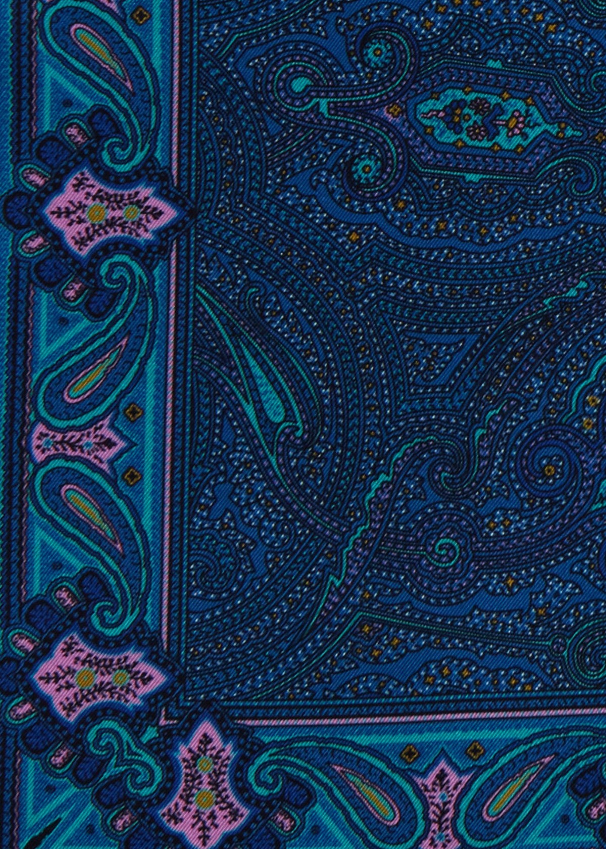 Printed Silk Paisley Pocket Square Magenta - Paul Stuart