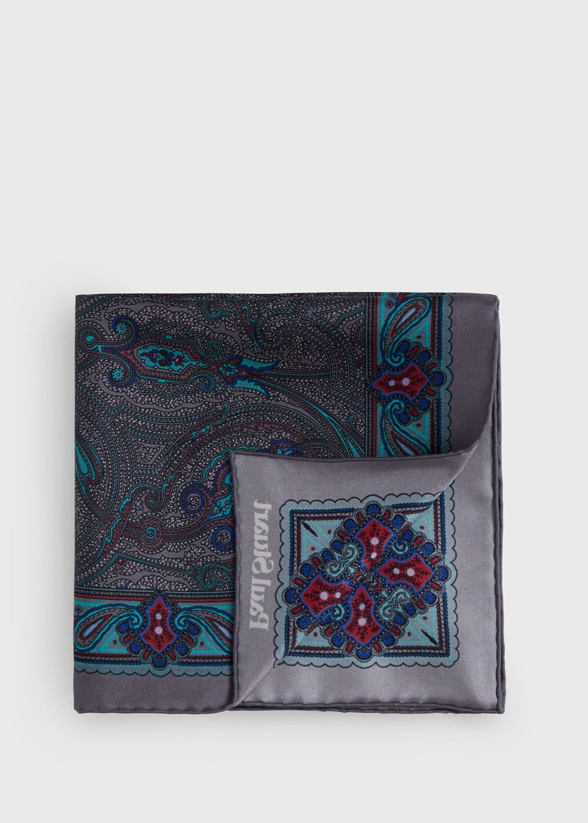 Printed Silk Paisley Pocket Square Magenta - Paul Stuart