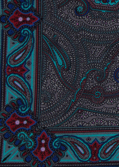 Printed Silk Paisley Pocket Square Magenta - Paul Stuart