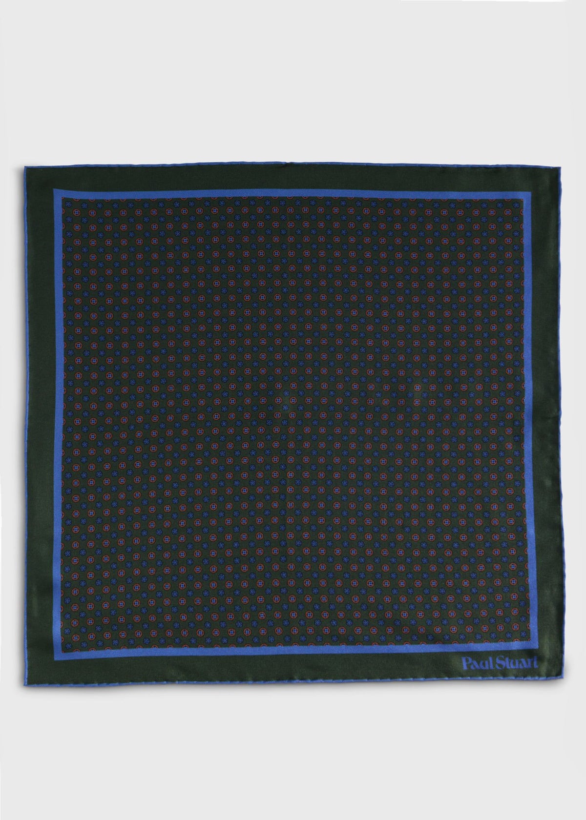 Micro Medallion Print Pocket Square Navy - Paul Stuart