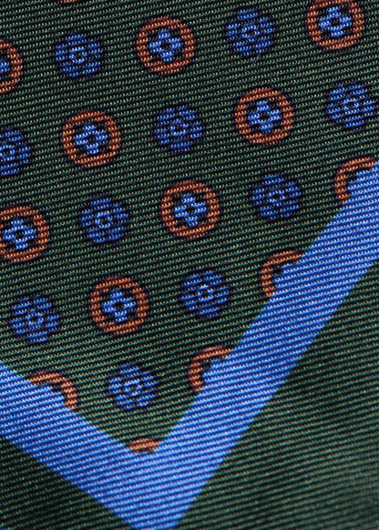 Micro Medallion Print Pocket Square Navy - Paul Stuart