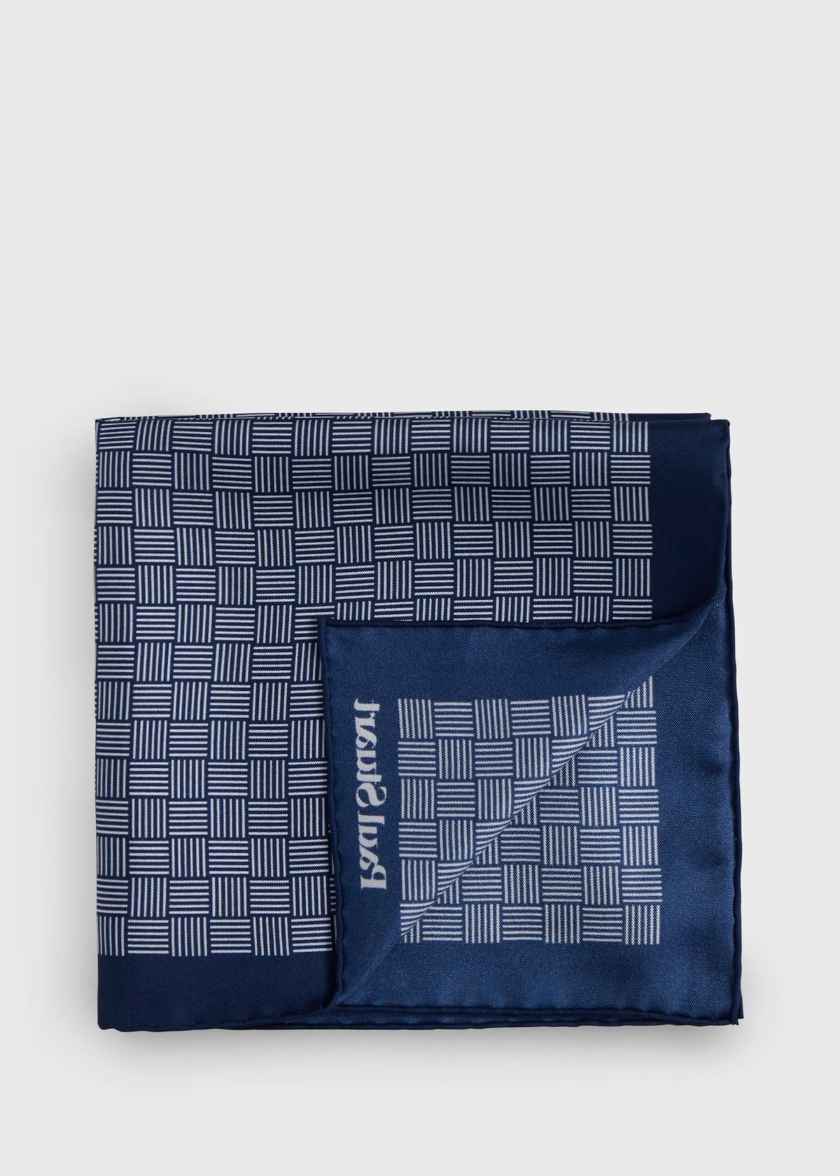 Printed Silk Parquet Pocket Square Black - Paul Stuart