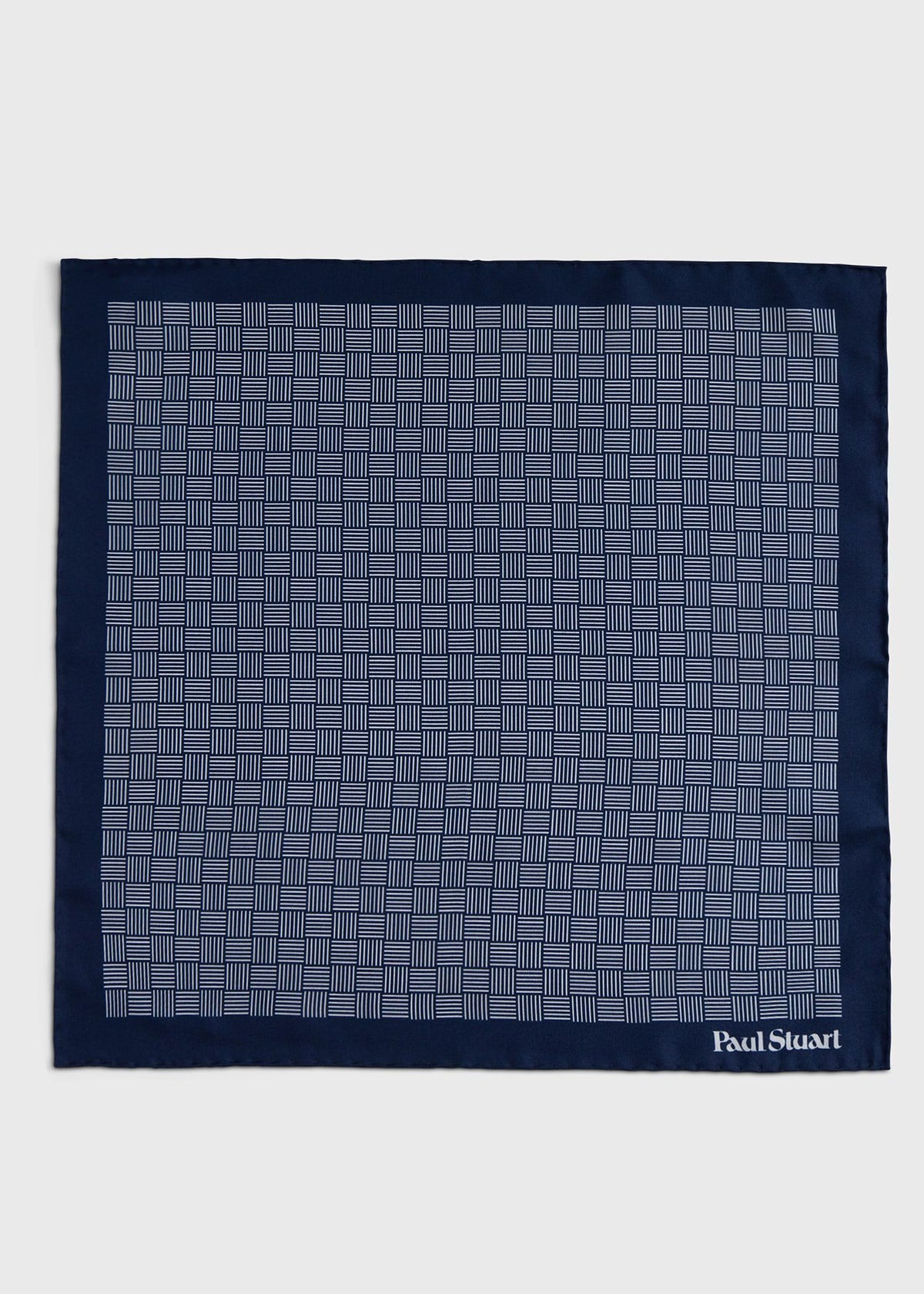 Printed Silk Parquet Pocket Square Black - Paul Stuart