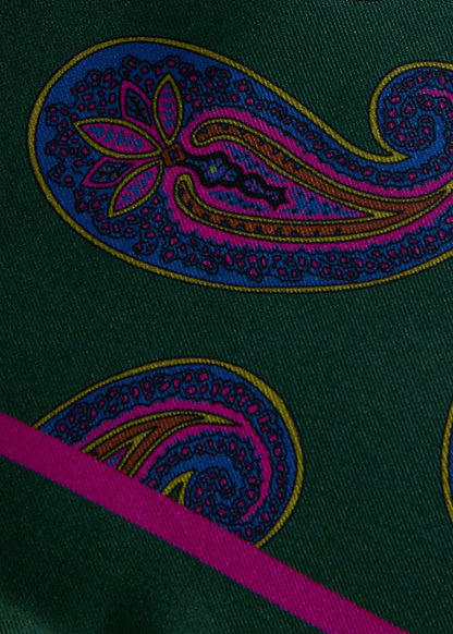 Paisley Print Pocket Square Green - Paul Stuart