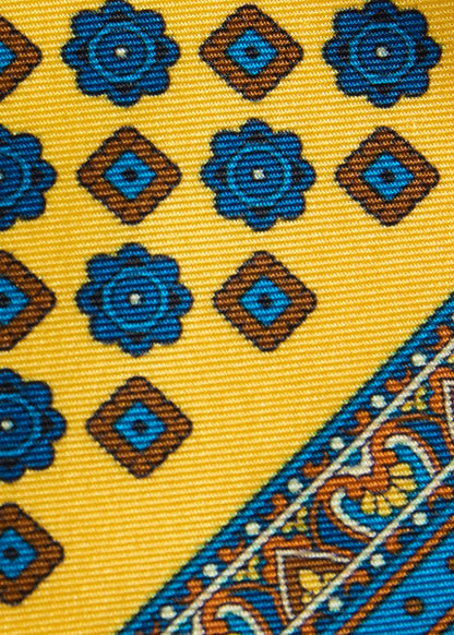 Medallion Print Pocket Square Blue - Paul Stuart