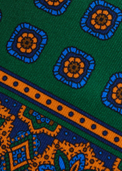 Medallion Print Pocket Square Navy - Paul Stuart