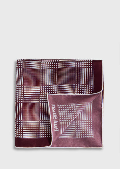 Glen Plaid Silk Pocket Square Black - Paul Stuart
