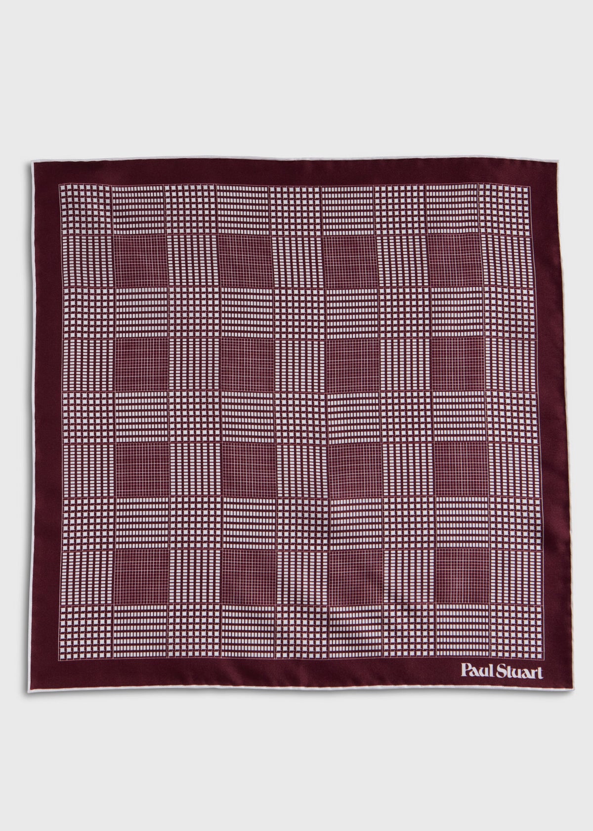Glen Plaid Silk Pocket Square Black - Paul Stuart