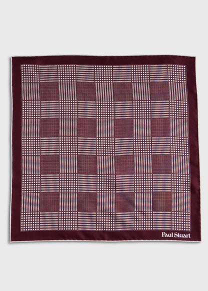 Glen Plaid Silk Pocket Square Black - Paul Stuart