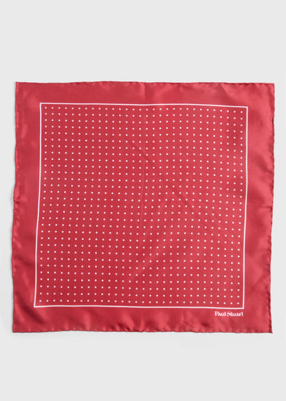 Silk Twill Dot Print Pocket Square Silver/White - Paul Stuart