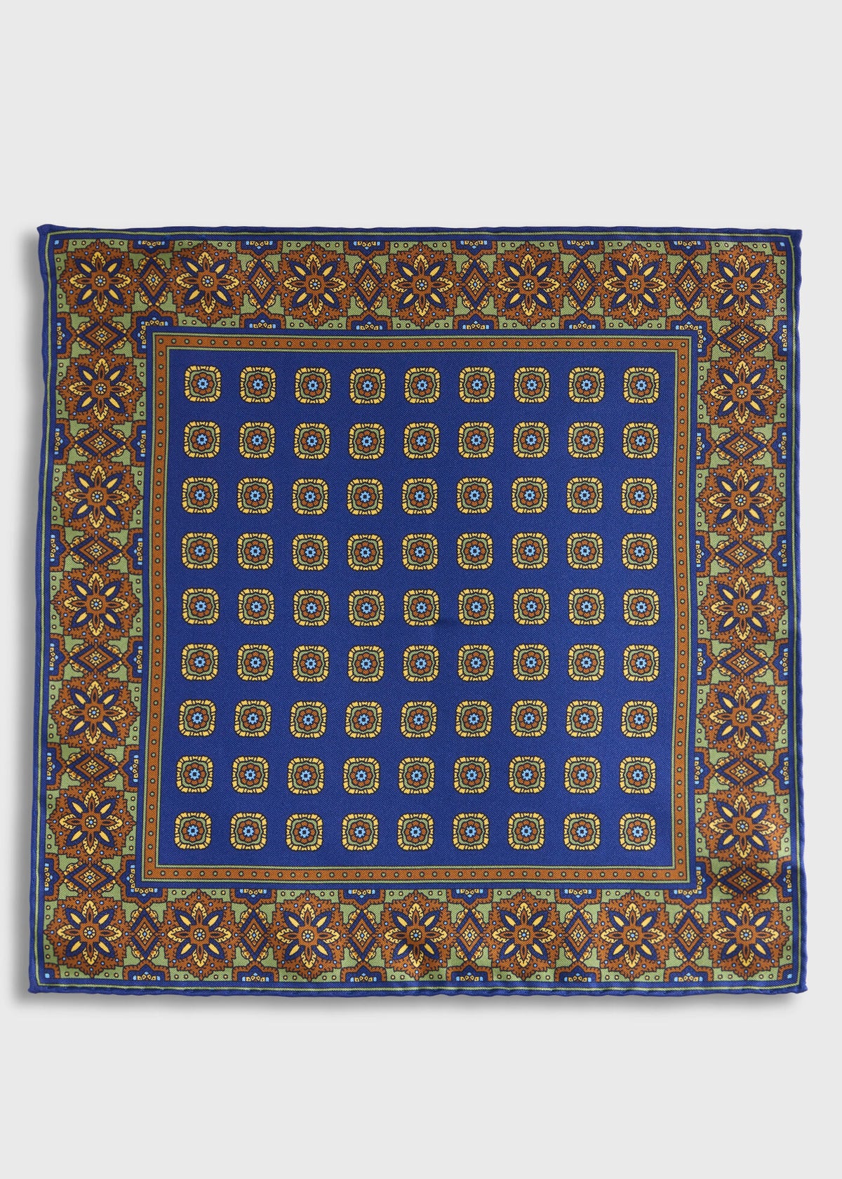 Medallion Print Pocket Square Navy - Paul Stuart