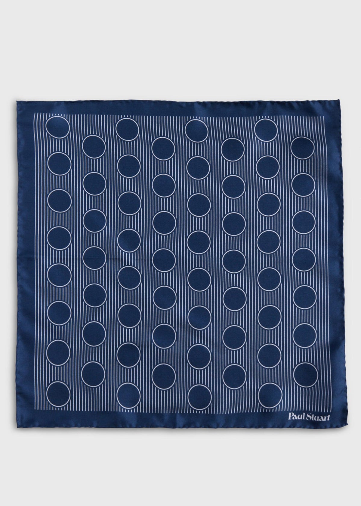 Printed Silk Large Dot Pocket Square Navy - Paul Stuart