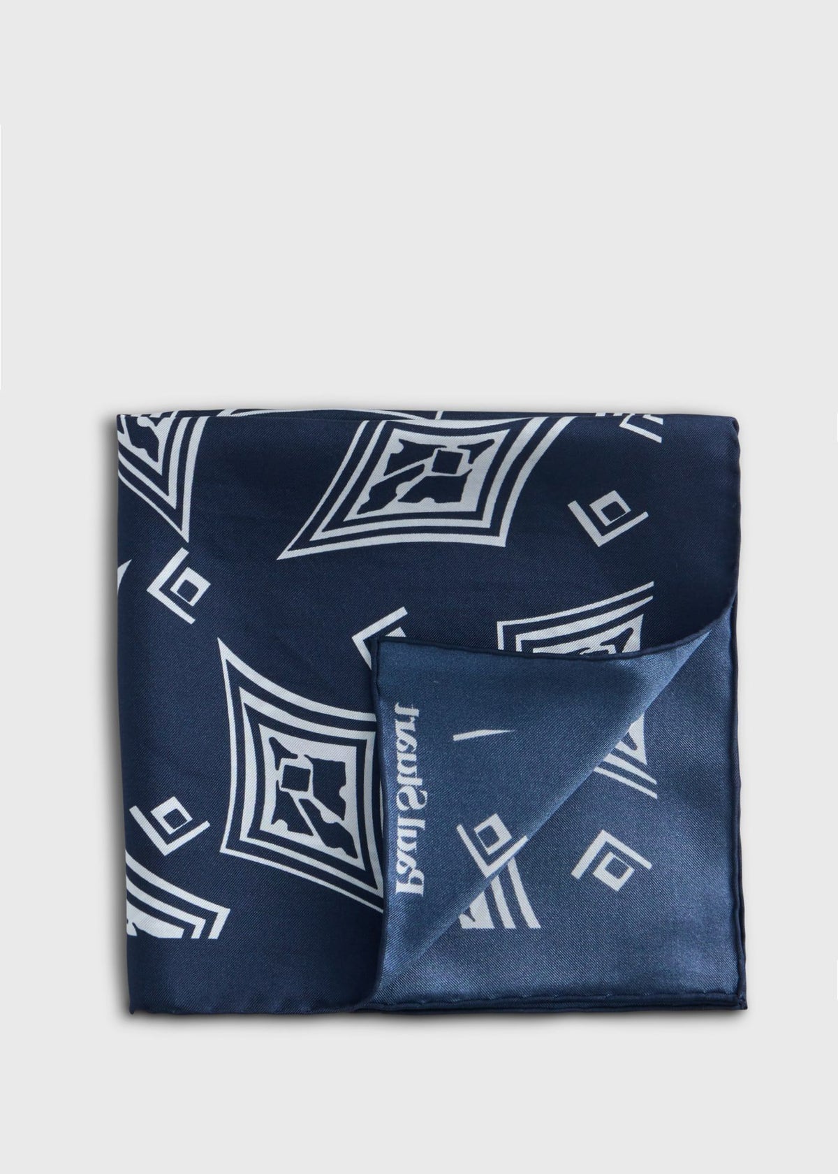 Geometric Print Pocket Square Black - Paul Stuart