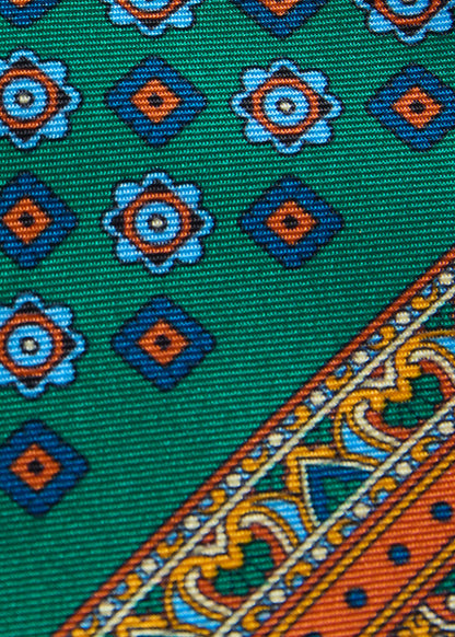 Medallion Print Pocket Square Blue - Paul Stuart