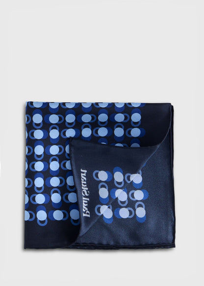 Geometric Dot Print Pocket Square Blue - Paul Stuart