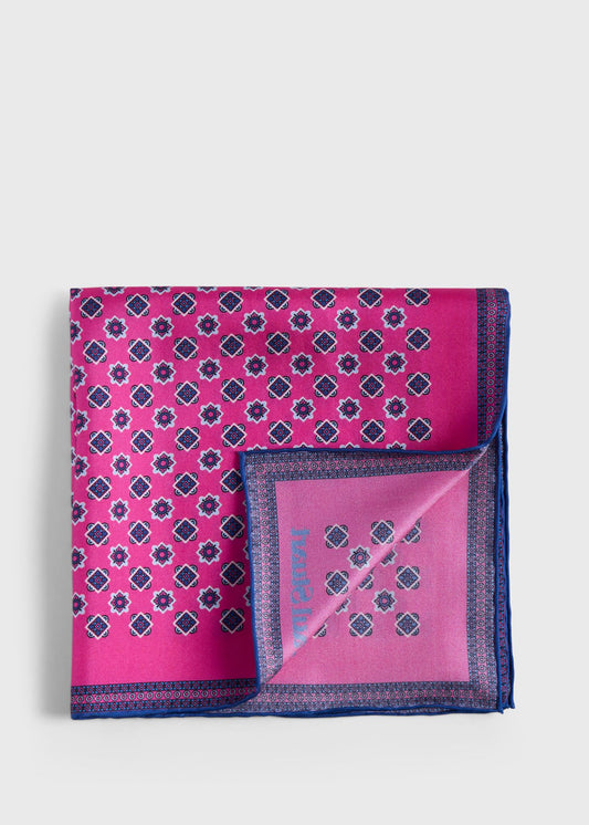 Printed Silk Medallion Pocket Square Orange, unselectable - Paul Stuart