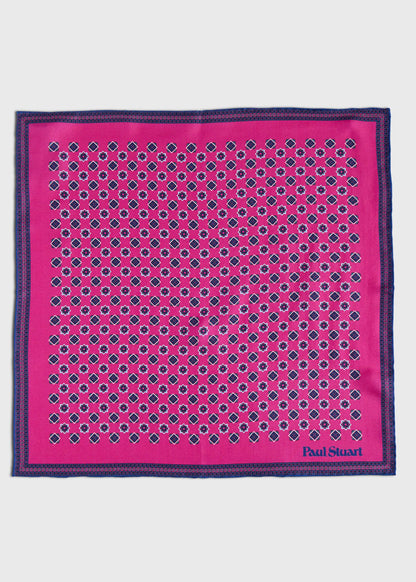 Printed Silk Medallion Pocket Square Orange, unselectable - Paul Stuart