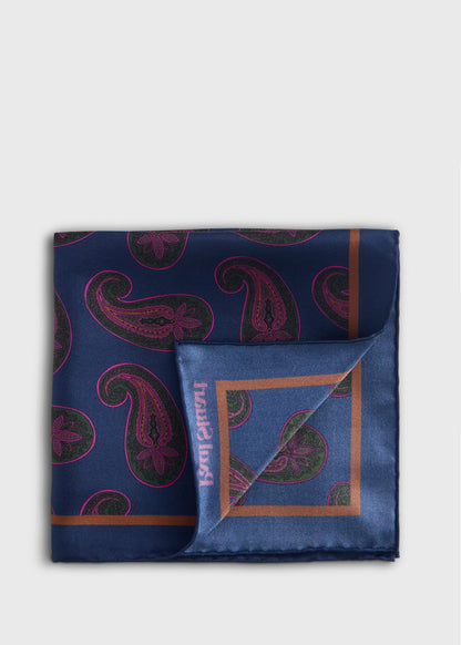 Paisley Print Pocket Square Green - Paul Stuart