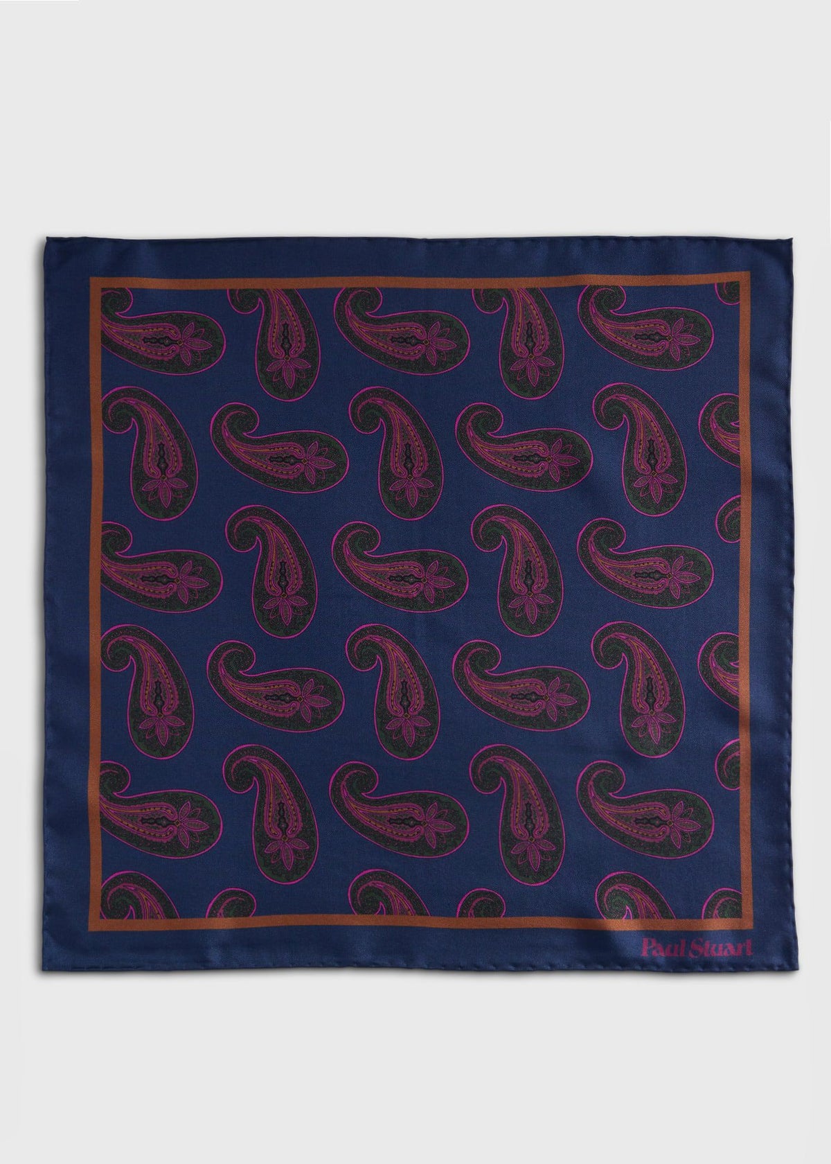 Paisley Print Pocket Square Green - Paul Stuart