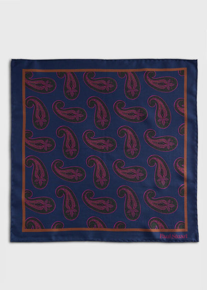 Paisley Print Pocket Square Green - Paul Stuart
