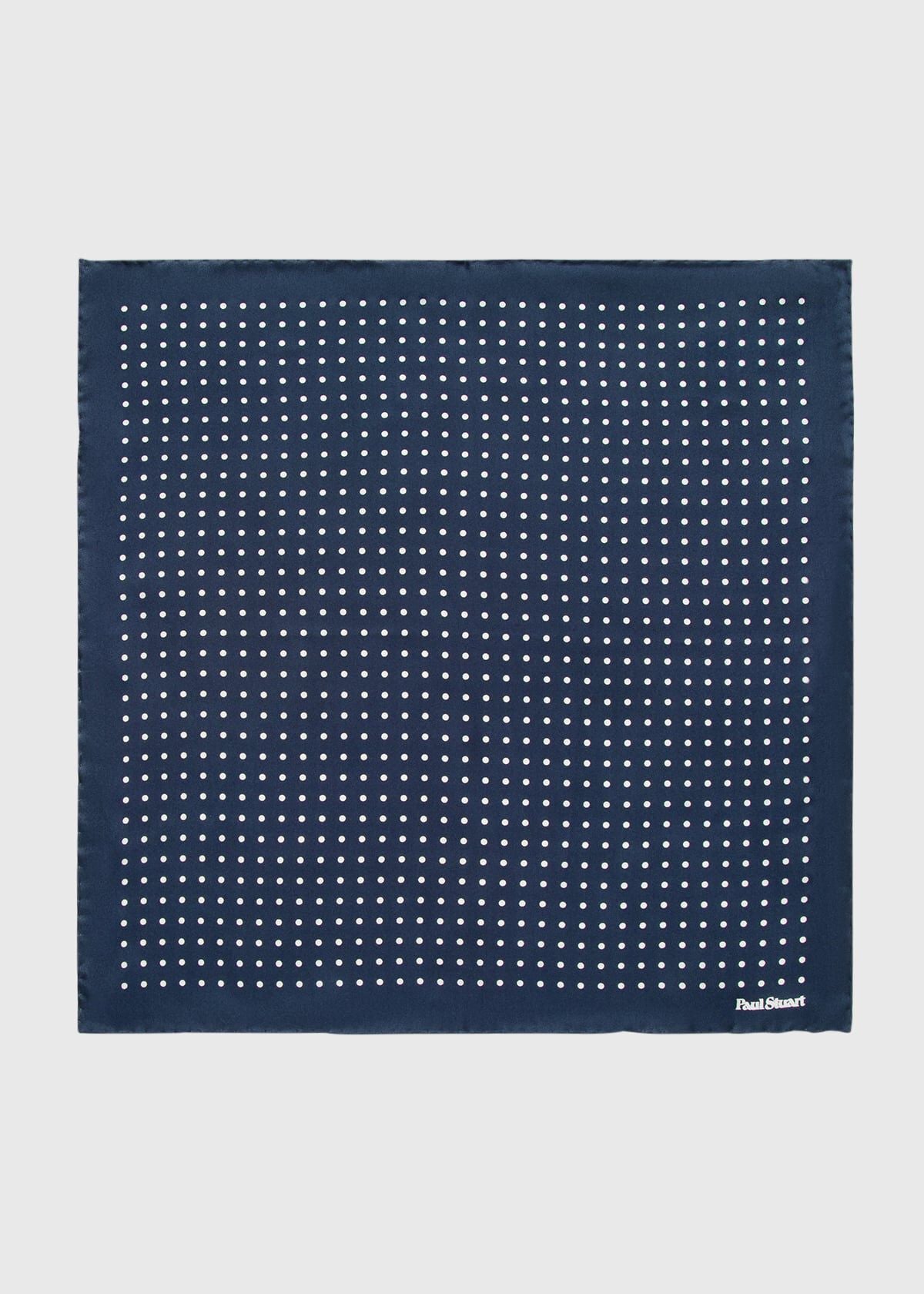 Silk Dots Pocket Square Black/Cream - Paul Stuart
