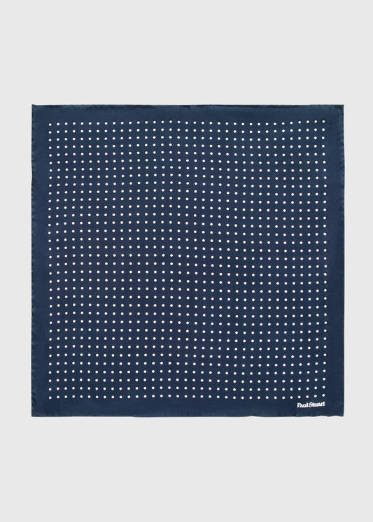 Silk Dots Pocket Square Black/Cream - Paul Stuart