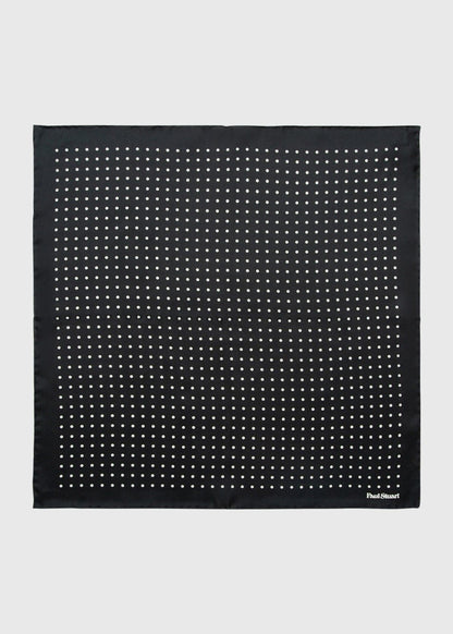 Silk Dots Pocket Square Black/Cream - Paul Stuart
