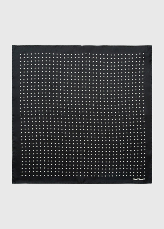 Silk Dots Pocket Square Black/Cream - Paul Stuart