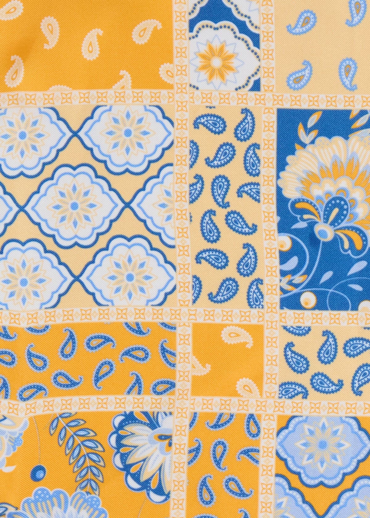 Printed Silk Patchwork Pocket Square Blue - Paul Stuart
